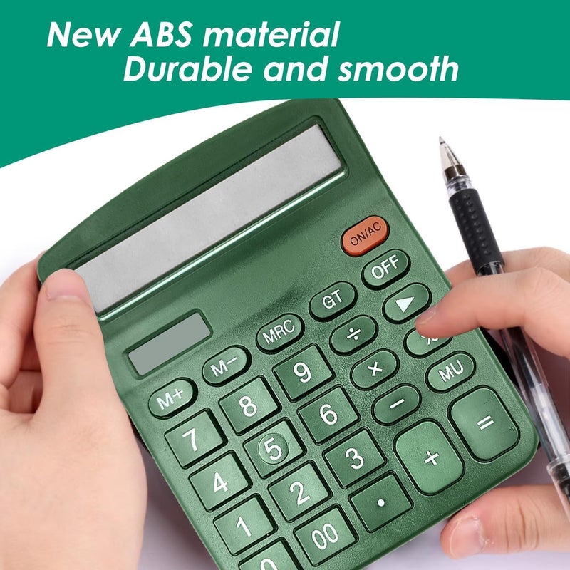 DUFCUSPH 12 Digits Desktop Calculator with Large LCD Display, Basic Calculator Dual Solar Power and Battery, Standard Function for Office, Home, School (Dark Green) - Image 4